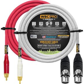 15 Foot RCA to XLR (Female) Cable Pair - WBC-PRO-LOCAP Low-Capacitance (14pF/ft) 22 AWG Ultra-Silent Audiophile & Pro-Grade Audio Interconnect Cable - Amphenol Plugs & Red & Silver Tweed Jackets in Kuwait