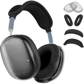 【4 in 1】Silicone Case Cover for AirPods Max Headphones,Clear TPU Ear Cups Cover+Ear Pads Case+ Headband Covers, Transparent Silicone Accessories for Apple AirPods Max Case (2020 Lightning/2024 USB-C) in Saudi Arabia