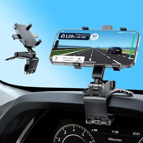 Universal 360°Dashboard Phone Mount - Multi-Functional Visor/Rearview Rotating Car Holder for 4-7" Phones, Non-Slip Adjustable Clamp Holder (Black) in Kuwait