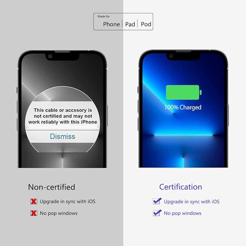 شاحن USB C السريع - 20W TYPE C WALLCHER مع 6 قدم USB C إلى كبل البرق - متوافق مع iPhone 14 PRO/13 PRO/12/12 PRO MAX/11/XS MAX/XS/XR/X/8 in Kuwait