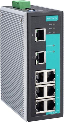 Moxa eds -408a - 8 منافذ مستوى الإدخال مفتاح Ethernet مع 8 10/100 منافذ BASETX ، VLAN قاعدة المنفذ و QOS ، 0 ~ 60 درجة مئوية in Saudi Arabia