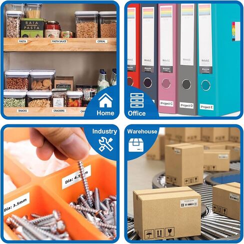 6 × متوافق مع الشريط الملصق البلاستيكي Dymo Letratag 91330 LT91330 S0721660 91201 91221 أسود على أبيض 12 مم × 4M (1/2 "× 13 ') بديل لـ Letratag Plus LT100H LT100T QX50 in Saudi Arabia