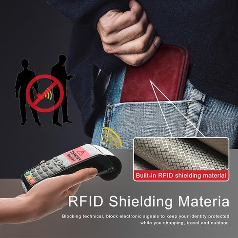 DJDUCK Designed for Samsung Galaxy S24 Plus Case Wallet with Card Holder, [Magnetic Clasp Cover] [RFID Blocking Leather Protection] Shockproof Women Men Cases for Samsung S24 Plus Wine Red in Kuwait