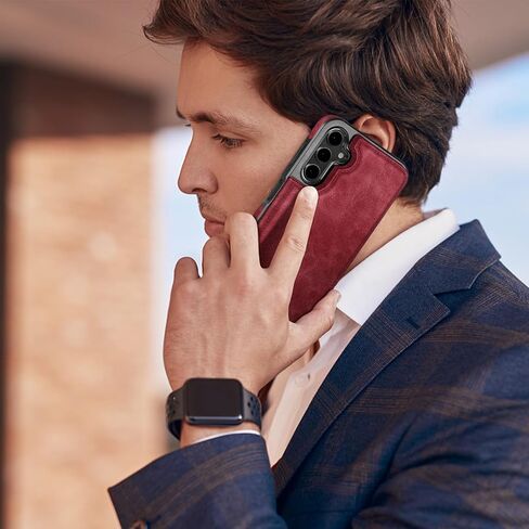 DJDUCK Designed for Samsung Galaxy S24 Plus Case Wallet with Card Holder, [Magnetic Clasp Cover] [RFID Blocking Leather Protection] Shockproof Women Men Cases for Samsung S24 Plus Wine Red in Kuwait