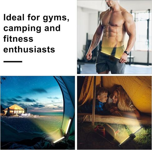 Gym Lamp for Posing, Portable Magnetic LED Bodybuilding Lamp 180 Degree Folding Work Magnet Light Flashlight with Hang Hook 7-Level Dimming and 4 Light Modes for Fitness in Saudi Arabia