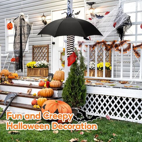 Wicked Witch Legs Prop Witch Legs Halloween Ornament with Red Shoes Stripe Pattern Funny Halloween Decorations Witch Prop for Home Indoor (Purple) in Kuwait