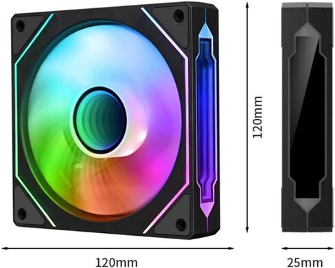 TJ Prism 120mm GEN4 Pro ARGB case Fan,Infinity Mirror RGB Light Effect 5V 3PIN Motherboard Light Sync 1000~1650RPM PWM PC Fan Suitable for Computer Cases and Liquid radiators in Kuwait