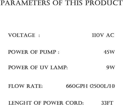 660GPH النافورة بركة مضخة غاطسة مع مرشح داخلي وضوء LED الملون RGB ، فوهات رش نافورة المياه المتعددة للمنظر الطبيعي في الحديقة والمناظر الطبيعية في الهواء الطلق (Fountain+U-V Bulb) in Kuwait