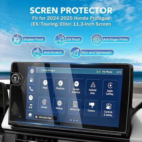 Karltys [Upgrade] 2 Pack 2024 2025 Honda Prologue 11.3-Inch Screen Protector for Models EX/Touring/Elite Touch screenTempered Glass Accessories Navigation Protective Film in Saudi Arabia
