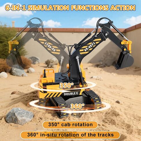 DOUBLE E Remote Control Excavator Toy 2 Batteries Digger Hydraulic Construction Vehicles RC Trucks Toys for Boys Girls Kids 3 4 5 6 7 8 9 10 Year in Kuwait