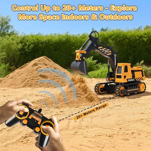 DOUBLE E Remote Control Excavator Toy 2 Batteries Digger Hydraulic Construction Vehicles RC Trucks Toys for Boys Girls Kids 3 4 5 6 7 8 9 10 Year in Kuwait