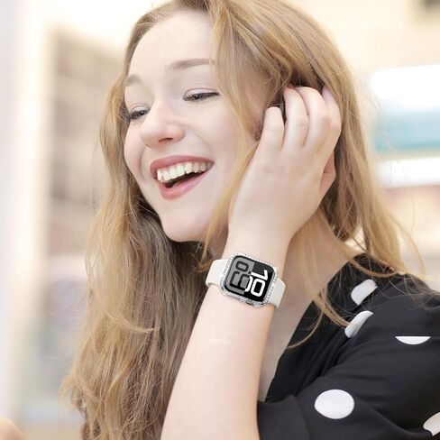 علبة Bling Diamond لوقاية شاشة Watch Watch للنساء 46 مم 42 مم 41 مم 45 مم ، كمبيوتر مثبت على الوجه الصلب الكريستال غلاف كامل الزجاج؟ in Saudi Arabia