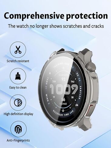 Case for Amazfit Balance 2 Smart Watch ، Uyrurel PC Shell+تصميم زجاجي متكامل ، مضاد للخدش ومقاوم للخدش ، عالي الدقة وشفاف ، أسود+واضح ， 2 عبوة in Saudi Arabia