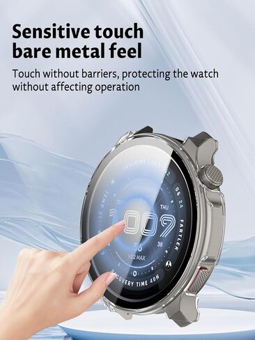 Case for Amazfit Balance 2 Smart Watch ، Uyrurel PC Shell+تصميم زجاجي متكامل ، مضاد للخدش ومقاوم للخدش ، عالي الدقة وشفاف ، أسود+واضح ， 2 عبوة in Saudi Arabia