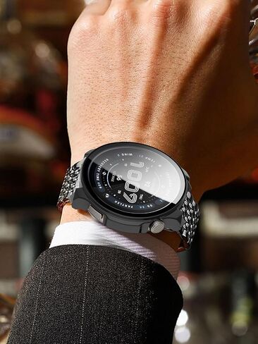 Case for Amazfit Balance 2 Smart Watch ، Uyrurel PC Shell+تصميم زجاجي متكامل ، مضاد للخدش ومقاوم للخدش ، عالي الدقة وشفاف ، أسود+واضح ， 2 عبوة in Saudi Arabia