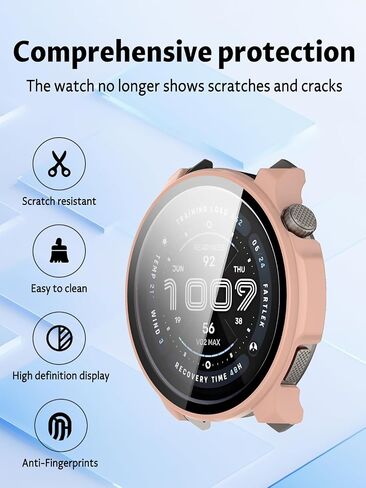 Case for Amazfit Balance 2 Smart Watch ، PC Shell+تصميم زجاجي متكامل ، مكافحة السقوط ومقاومة للخدش ، عالية الدقة وشفافة ، أسود+وردي ، 2 عبوة in Saudi Arabia