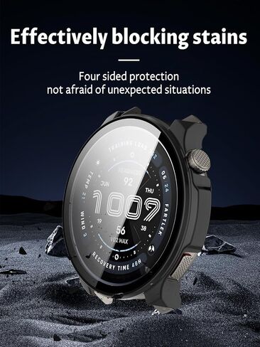 Case for Amazfit Balance 2 Smart Watch ، PC Shell+تصميم زجاجي متكامل ، مكافحة السقوط ومقاومة للخدش ، عالية الدقة وشفافة ، أسود+وردي ، 2 عبوة in Saudi Arabia