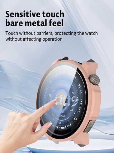 Case for Amazfit Balance 2 Smart Watch ، PC Shell+تصميم زجاجي متكامل ، مكافحة السقوط ومقاومة للخدش ، عالية الدقة وشفافة ، أسود+وردي ، 2 عبوة in Saudi Arabia