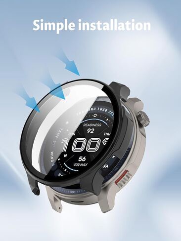 Case for Amazfit Balance 2 Smart Watch ، PC Shell+تصميم زجاجي متكامل ، مكافحة السقوط ومقاومة للخدش ، عالية الدقة وشفافة ، أسود+وردي ، 2 عبوة in Saudi Arabia