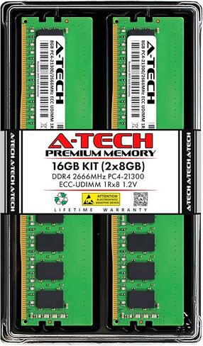 A-Tech 16GB Kit (2x8GB) RAM for Dell PowerEdge R240, R250, R330 XL, R340, R350, T140, T150, T30, T340, T350 | DDR4 2666MHz PC4-21300 ECC-UDIMM 1Rx8 ECC Unbuffered Server Memory Upgrade in Saudi Arabia