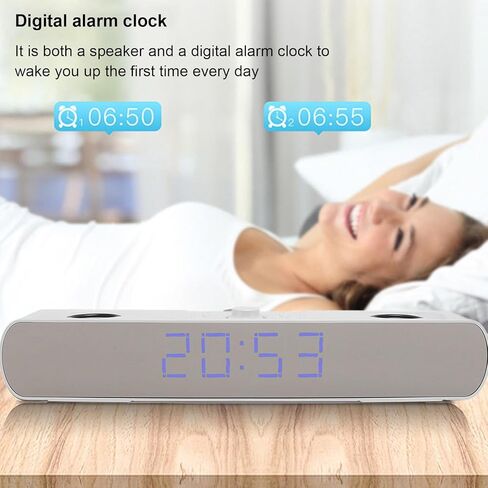 Bluetooth Computer Speakers, USB Powered Computer Speakers Bluetoot Computer SoundBar with Alarm Clock FM Radio, HiFi Stereo Built in Subwoofer Support USB AUX in PC Gaming in Saudi Arabia