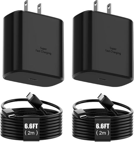 45W Super Fast Charger Type C for Samsung, 45 Watt USB-C Charger PD/PPS Wall Charging Block with 6.6FT Type C Cords for Samsung Galaxy S25 Ultra/S25+/S25/S24/S23 Ultra/S23+/S22 Ultra/S22+ -2 Pack in Saudi Arabia