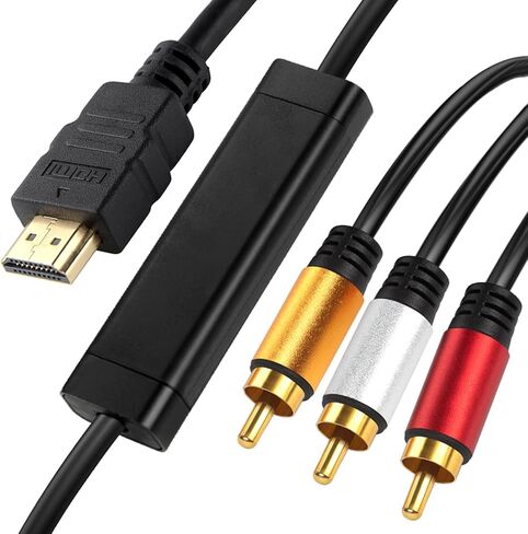 YOTETION HDMI إلى RCA 6ft Cable مع IC ، HDMI ذكر إلى 3-RCA SV HD إلى محول محول مكونات الصوت in Kuwait