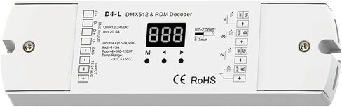DMX512 Decoder 4CH 5A PWM CV RDM DMX 512 Decoder 12V 24V Single Color CT RGB RGBW LED Strip Controller 4 in 1 Driver D4-L in Saudi Arabia