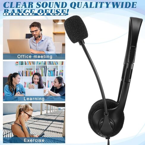 Kathfly 80 Packs Classroom Headphones with Microphone School Student Stereo Headphones Adjustable Office Conference Headphones with 3.5mm Plug for Kid Adult School Tablet Business Call Center in Saudi Arabia