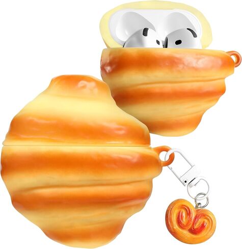 Boaretiu for Airpods 4th Case - Cute Kawaii Croissant with Keychain for AirPods 4th Generation Case (2024) Funny 3D Soft Silicone Fun Cool for Girls Women Teens for Air Pods 4 Cover in Kuwait