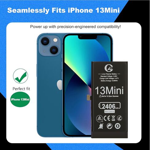 استبدال البطارية المتوافقة مع iPhone 13mini ، 2406mAh ، مع مجموعة أدوات الإصلاح الكاملة مجموعة ومواد لاصقة in Saudi Arabia
