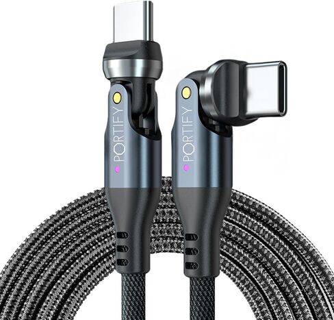 Swivel USB-C Charging Cable – 240W 3ft USB-C Cable Fast Charging – Heavy-Duty Nylon Swivel Charger Cord with 180-Degree Rotating Head – Right Angle Charger for Games, Car, Data Transfer in Saudi Arabia