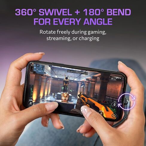 Swivel USB-C Charging Cable – 240W 3ft USB-C Cable Fast Charging – Heavy-Duty Nylon Swivel Charger Cord with 180-Degree Rotating Head – Right Angle Charger for Games, Car, Data Transfer in Saudi Arabia