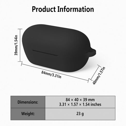 Geiomoo Silicone Cover for Sony WF-C710N Case, Soft Flexible Scratch Resistant Cover with Carabiner (Black) in Saudi Arabia