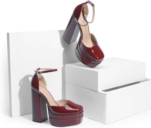 DREAM PAIRS Women’s High Chunky Platform Closed Toe Block Heels Square Toe Ankle Strap Dress Wedding Party Pumps Shoes Aurelia in Saudi Arabia