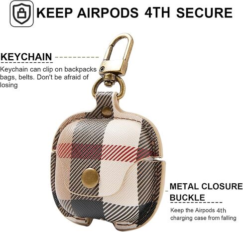 for AirPods 4th Case Cover with Keychain, Cute Fashion Full Protective AirPods 4 Case 2024 for Women Men Compatible with AirPods 4th Wireless Charging Case -Brown in Saudi Arabia
