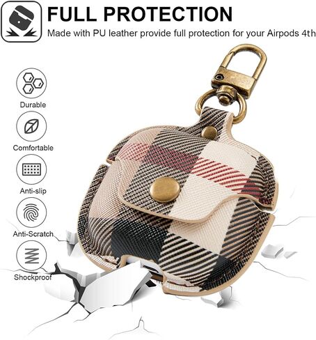for AirPods 4th Case Cover with Keychain, Cute Fashion Full Protective AirPods 4 Case 2024 for Women Men Compatible with AirPods 4th Wireless Charging Case -Brown in Saudi Arabia