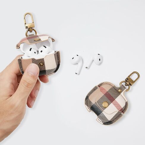 for AirPods 4th Case Cover with Keychain, Cute Fashion Full Protective AirPods 4 Case 2024 for Women Men Compatible with AirPods 4th Wireless Charging Case -Brown in Saudi Arabia