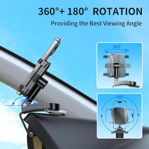 Universal 360 ° Dashboard Phone Mount-حامل سيارة دوارة متعددة الوظائف/الرؤية الخلفية للهواتف 4-7 بوصة ، حامل المشبك غير القابل للانزلاق (أسود) in Kuwait
