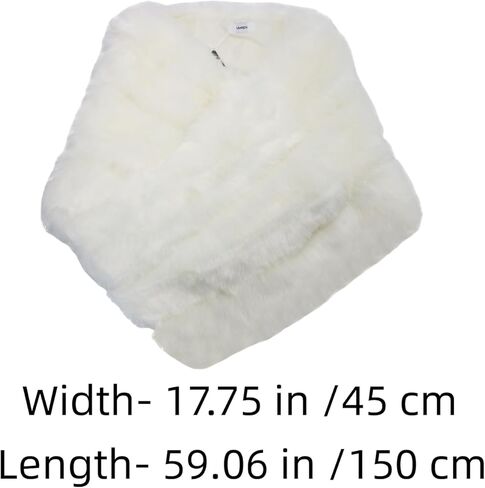 UMREN Women's Luxury Party Faux Fox Fur Long Shawl Cloak Cape for Winter White in Kuwait