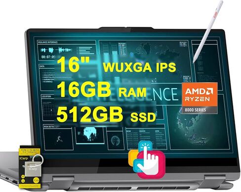 Lenovo Yoga 7 2-in-1 AI PC Laptop 16 "Wuxga IPS Touch AMD Zen4 8-Core Ryzen 7 8840HS (> I7-12700H) in Kuwait