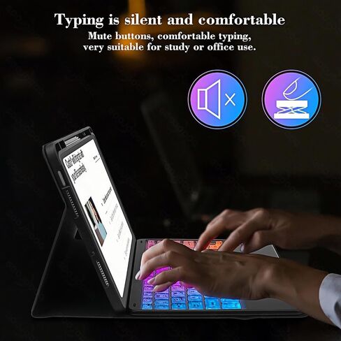 7-Color Backlit Ultra-Slim Transparent Bluetooth Keyboard with Built-in Touchpad and Mouse Portable Mini Rechargeable for Apple iPad iPhone Samsung Tablet iPhone Smartphone iOS Android Windows-White in Saudi Arabia