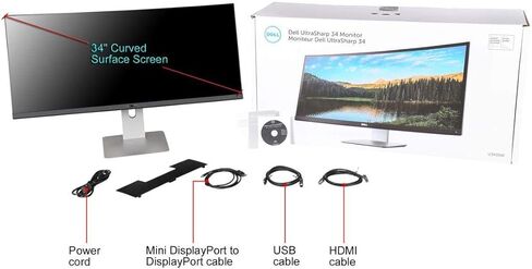 Dell U3419W ULTRASHARP 34 بوصة WQHD (3440x1440) منحنية IPS USB-C شاشة ، أسود in Saudi Arabia
