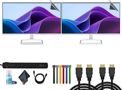 HP 2x 524SF 24 "16: 9 FreeSync IPS Monitor Bundle بما في ذلك: 3x HDMI Cable ، واقي الطفرة ، وروابط الكابل ، ومجموعة تنظيف الشاشة ، واقي الشاشة in Kuwait