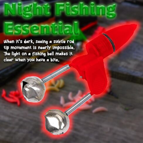 Fishing Rod Alarm Bells – 30-Pack Dual Alert Clips with Lights (Red, Green, Blue) | Clip-On Bite Alarms for Day & Night Fishing, Freshwater & Saltwater Use in Saudi Arabia