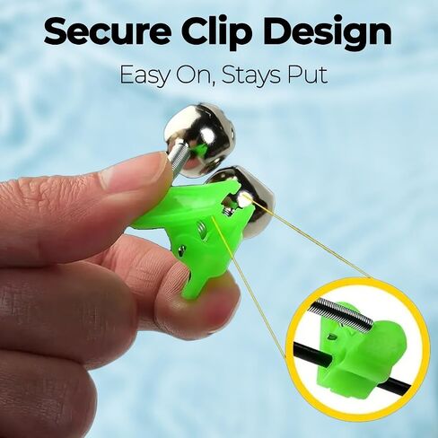 Fishing Rod Alarm Bells – 30-Pack Dual Alert Clips with Lights (Red, Green, Blue) | Clip-On Bite Alarms for Day & Night Fishing, Freshwater & Saltwater Use in Saudi Arabia