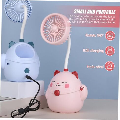VOSAREA Cartoon Small Fan for Desk Fan Mini Rechargeable Holder Perfect for Boys and Girls in Saudi Arabia