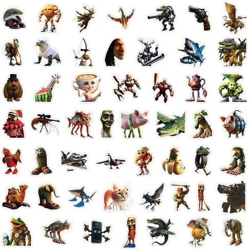 100 PCS Italian Beinrot Animals Funny Animals Bulk ، American AI Tralalero Tralala Stickers Pack for Kids Girls Boys. in Kuwait