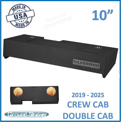 Silverado 2019 - 2025 Crew Cab and Double Cab 10" Dual Subwoofer Enclosure Speaker Box Ground Shaker Stereo Subwoofer Box Speaker Enclosure Car Audio Home Audio Ground-Shaker in Kuwait
