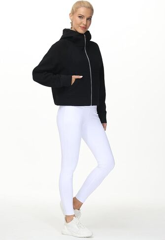 THE GYM PEOPLE Women's Full-Zip Up Hoodies Jacket Fleece Workout Crop Tops Sweatshirts with Pockets Thumb Hole in Kuwait